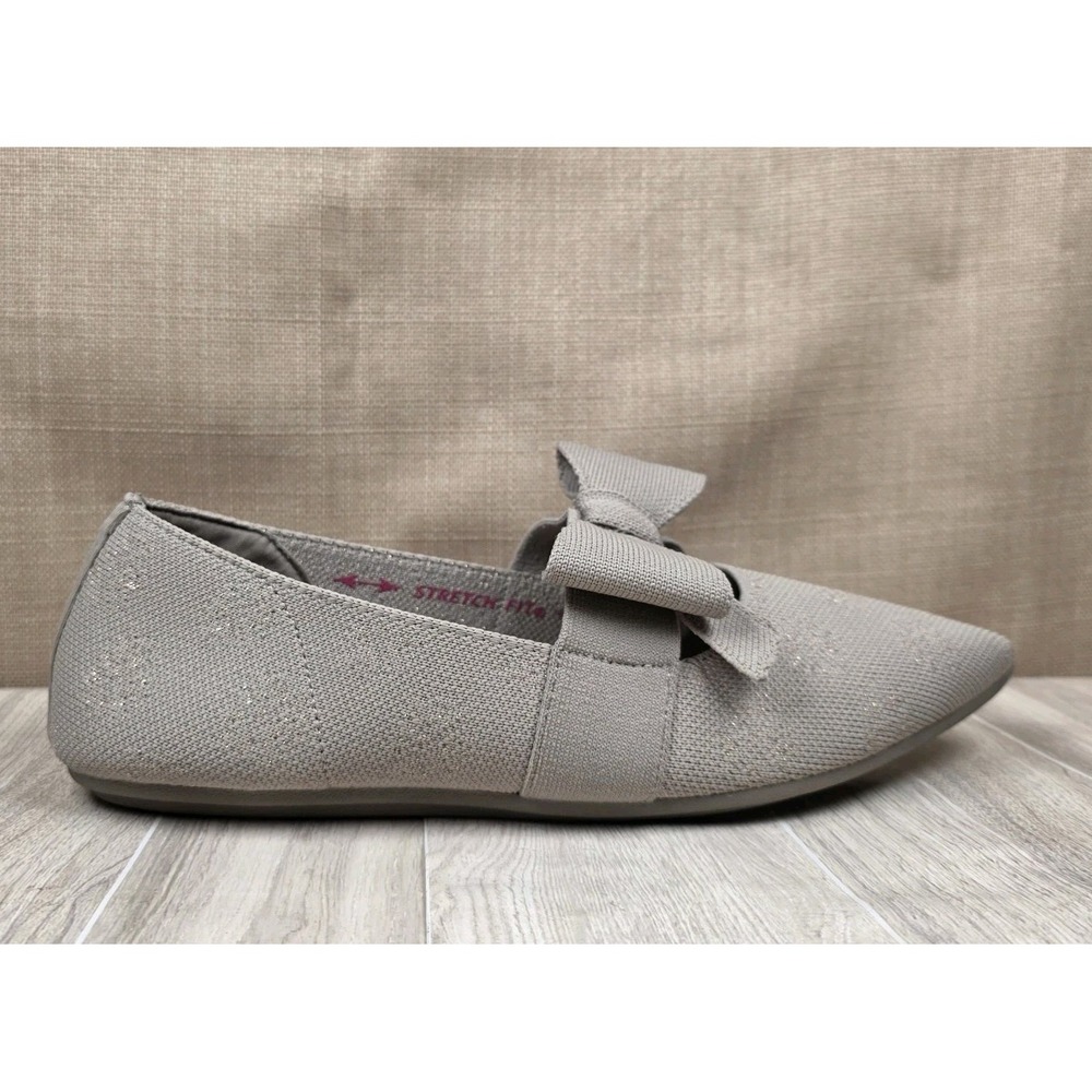 Skechers Cleo Point Womens 9 Classy  Taupe Bow Stretch Comfort Ballet Flats Boho - Picture 3 of 9